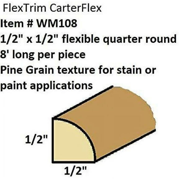 FLEXTRIM #WM108: 1/2" x 1/2" Flexible Quarter Round - 8' feet long