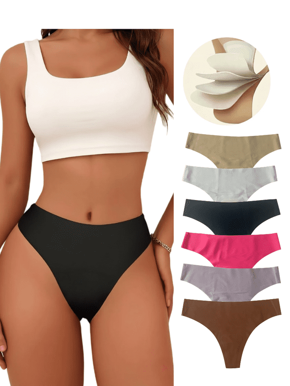6 Pack Women's Ice Silk Underwear, Comfortable Soft Briefs, Seamless No Show, Multi-Color Multipack - M (US)
