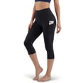 thumbnail image 1 of FLEXVIBE Women's High Waist Capri Yoga Leggings with Pockets,4-Way Stretch & Tummy Control for Workout,Black - M(US), 1 of 9