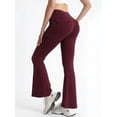 thumbnail image 1 of FLEXVIBE Womens Flare Leggings for Yoga Workout Polyester High Waist Stretch Bootcut Pants with Cargo Pockets,Burgundy,US Size XL, 1 of 9