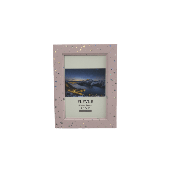 FLFVLE 3.5"x5" Pink Star Picture Frame, Holographic Glitter Photo Frame for Tabletop & Wall Display, Decor for Home