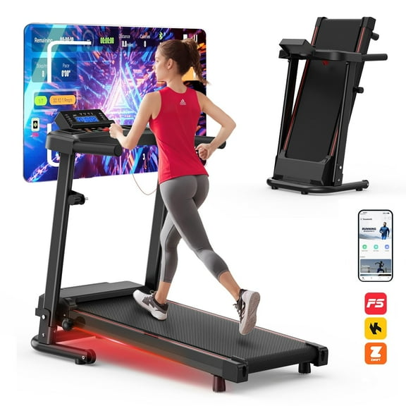 FLIMDER Foldable Portable Treadmills for Home with 300 LBS Capacity, APP Control, Compact Small Walking Pad Treadmill for Office