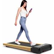 FLIMDER Walking Pad, High Grade Wood Under Desk Treadmill 300LBS Capacity, Max 3.5 HP Electric Treadmill for Home Office Installation-Free with Remote Control LED Display  Sound Quality Speaker