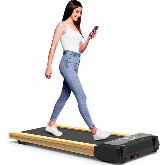 FLIMDER Walking Pad, High Grade Wood Under Desk Treadmill 300LBS Capacity, Max 3.5 HP Electric Treadmill for Home Office Installation-Free with Remote Control LED Display ,Sound Quality Speaker