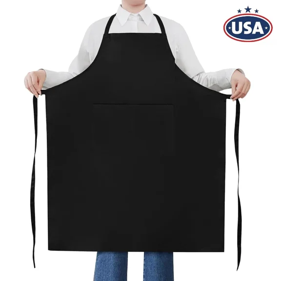 FLINT- 1 Pack Waterproof Chef Apron Black Catering Cooking Kitchen Butcher With Pocket