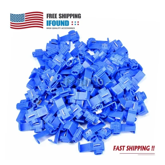 FLINT- 100X Blue Electrical Cable Connectors Quick Splice Lock Wire Terminals Crimp