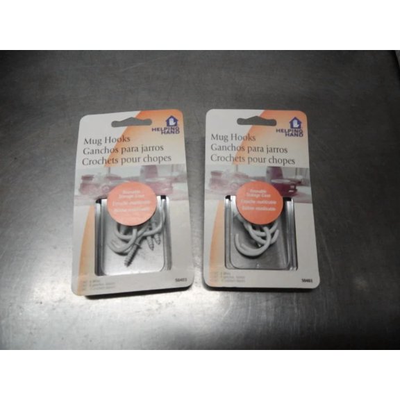 FLINT- 12 - Helping Hand 50403 White Mug Hooks - 12 Hooks 7Bp
