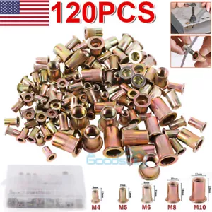 FLINT - 120Pcs Rivet Nuts Kit Sae Carbon Steel Rivet Nut Insert Nutsert Assortment Kit
