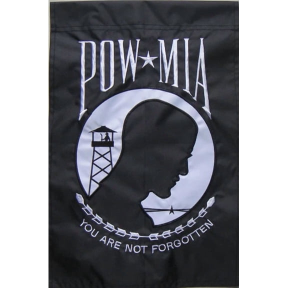 FLINT- 12X18 Embroidered Pow Mia Powmia Nylon Sleeved Garden Flag 12"X18"