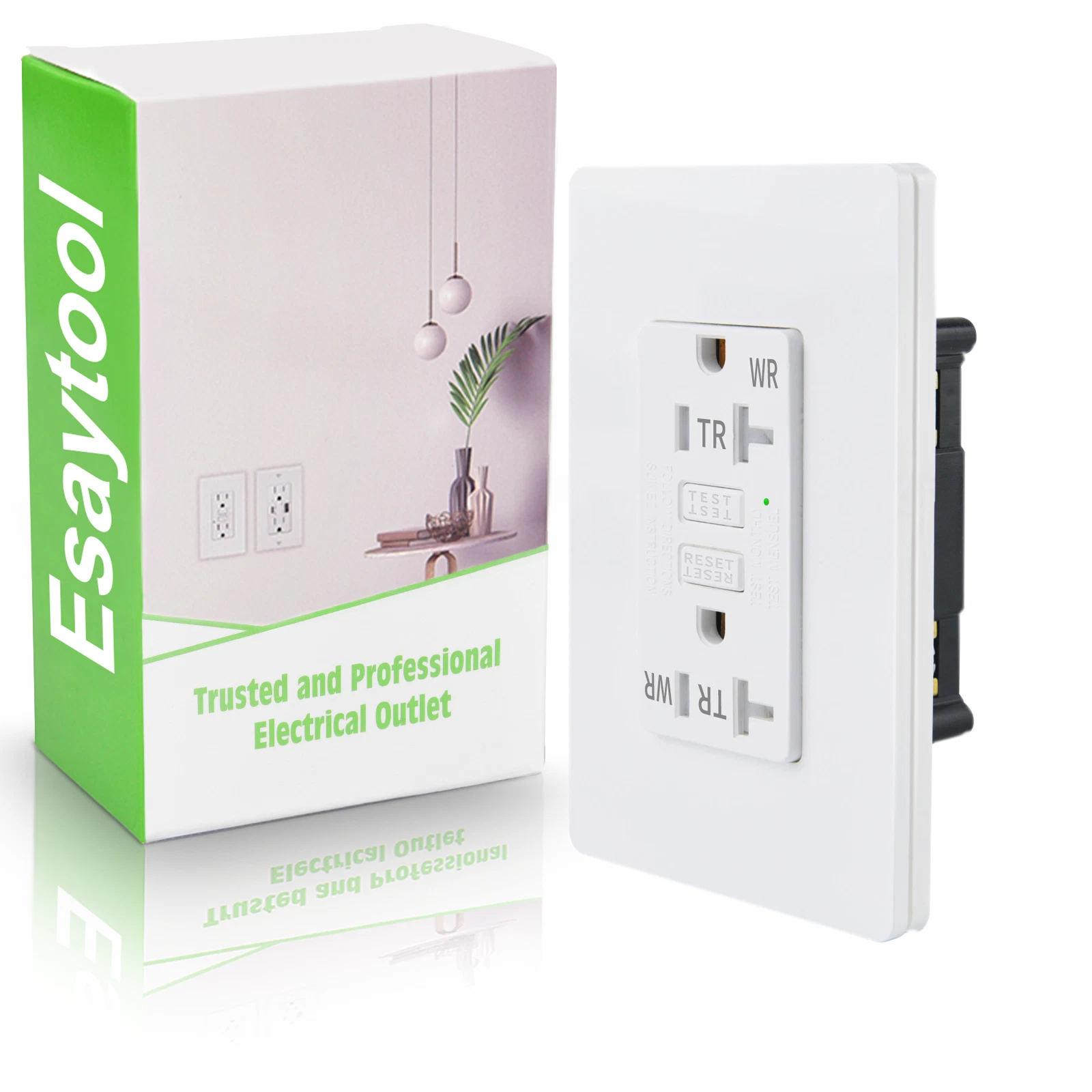 FLINT - 15Amp Gfci Outlet Duplex Receptacle Tamper-Resistant Weather-Resistant Slim 125V