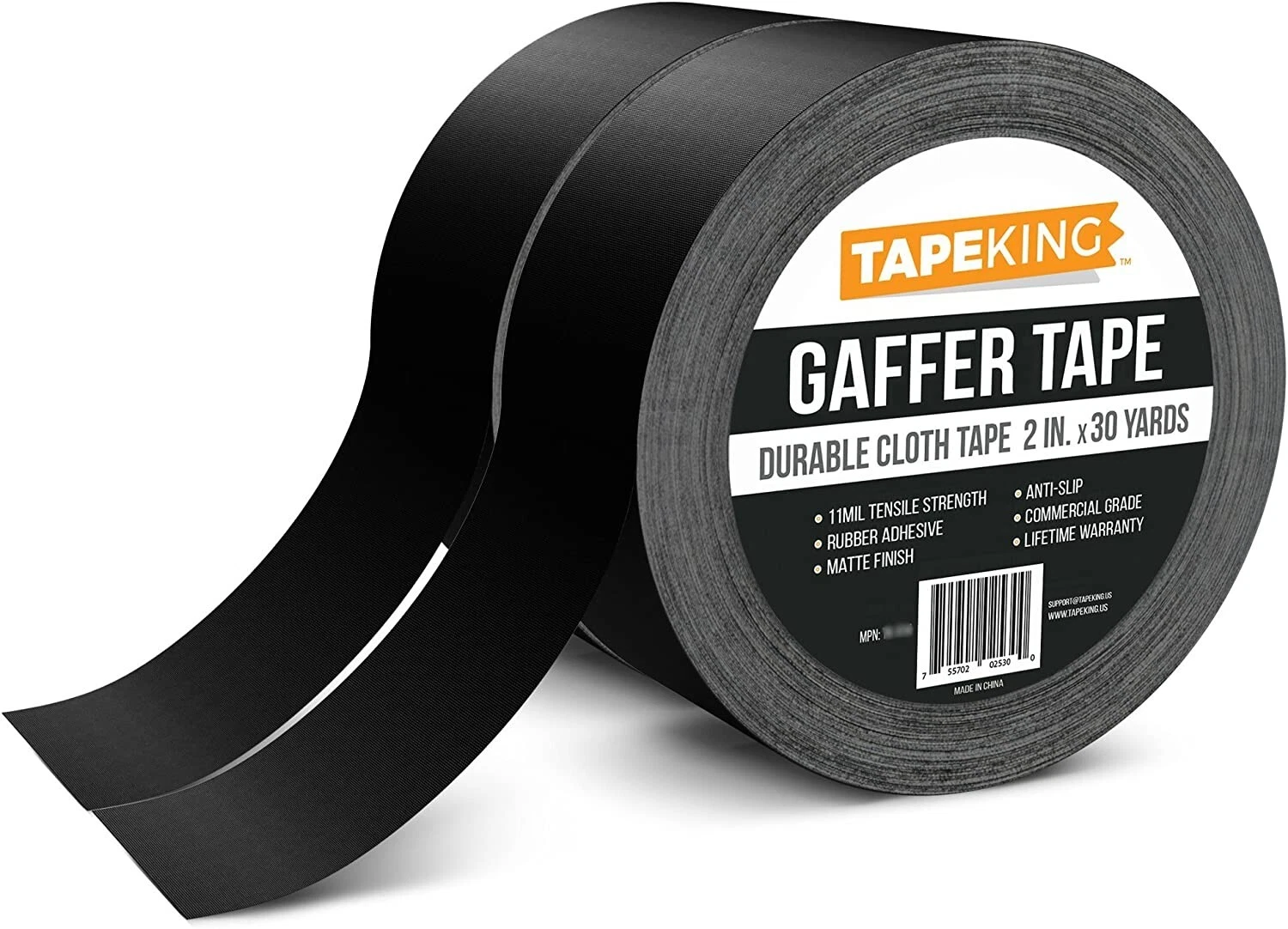 FLINT - 2 Pack Gaffers Tape - 2” W X 30 Yards Per Roll (180 Ft) - Cloth Matte Black