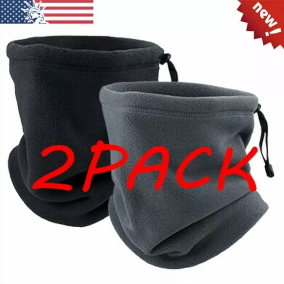 FLINT - 2Pack Neck Warmer Neck Gaiter Fleece Neck Scarf Winter Neck Cover Ski Tube Scarf