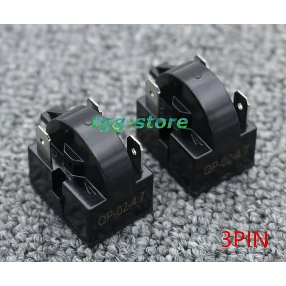 FLINT- 2X New Start Relay 4.7Ohm 3Pin For Qp2-4.7 Qp2-4.7G Refrigerator Ptc Starter