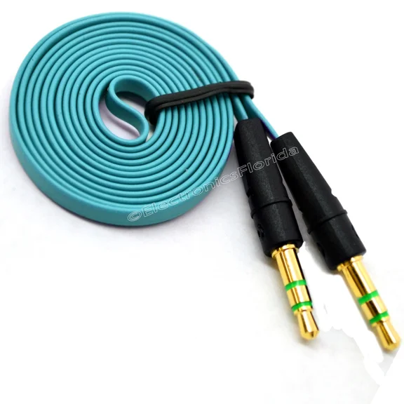 FLINT- 3.5Mm Flat Stereo Aux Audio Cable Male To Male For Car, Phone, Ipod Light Blue