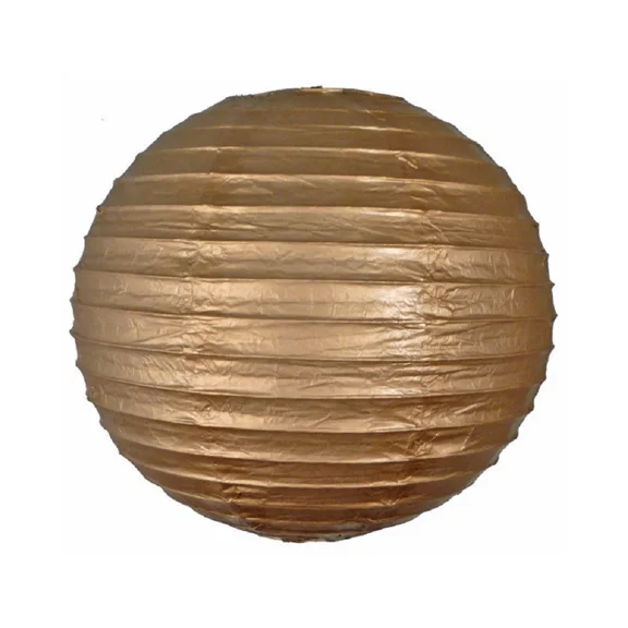 FLINT - 3 Gold Paper Lanterns 9.5" Diameter Wedding Party Decorations By Beistle