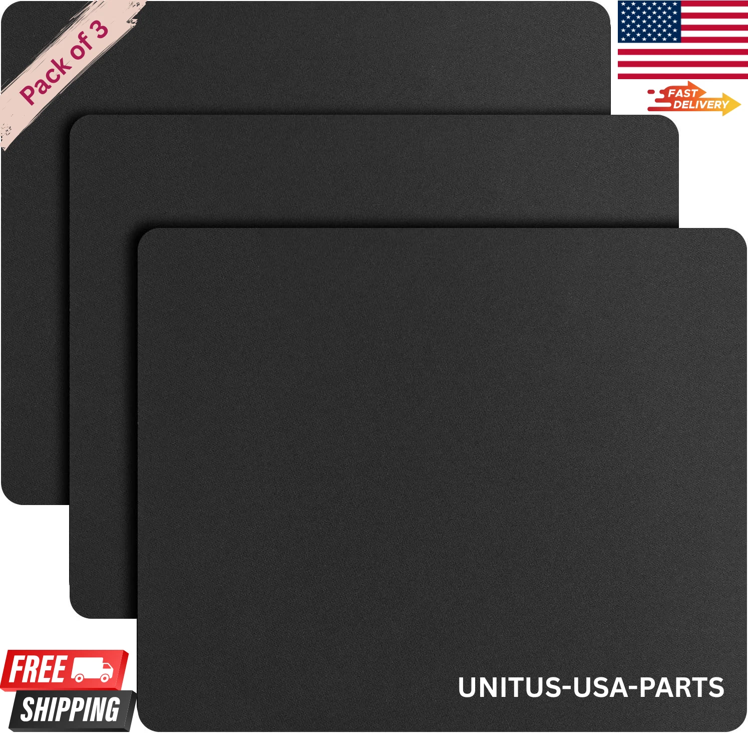 FLINT- 3-Pack Non-Slip Mouse Pad, Mice Pad Pc Laptop For Computer Pc Gaming Rubber