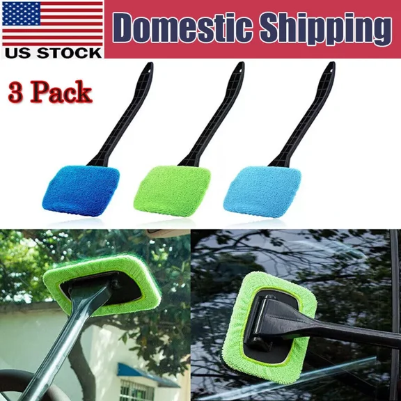 FLINT- 3 Pack Window Windshield Cleaning Tool Microfiber Car Wiper Cleaner Glass Brush