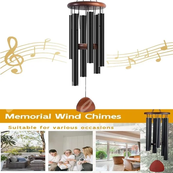 FLINT - 32" Wind Chimes Large Deep Tone Chapel Bells 6 Tubes Outdoor Garden Home Decor