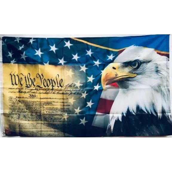 FLINT - 3X5 We The People Bald Eagle Constution Declaration Patriotic Usa Flag Banner