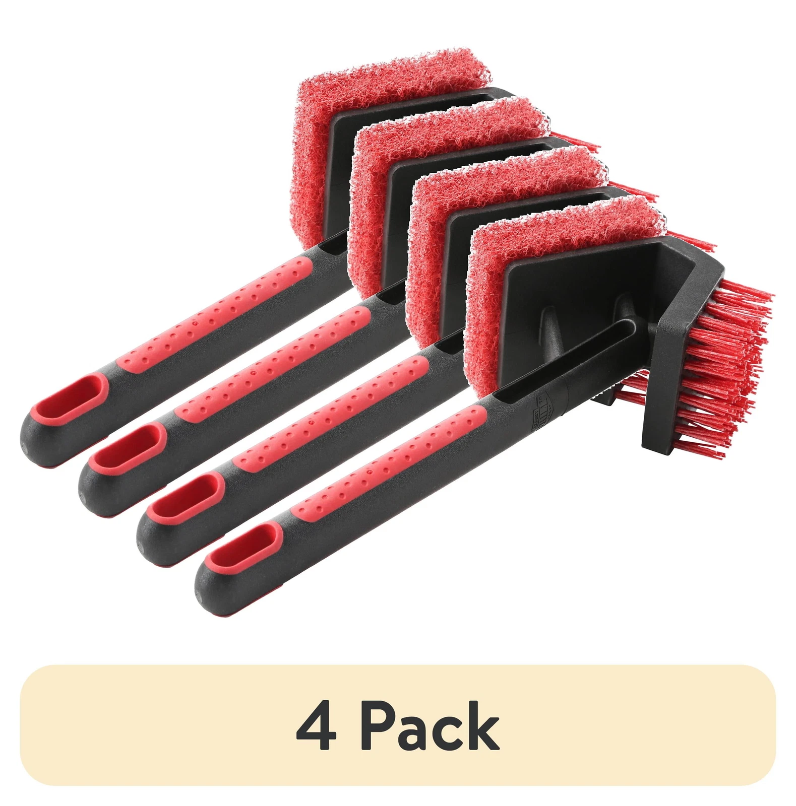 FLINT - (4 Pack) Cold Grill Cleaning Brush And Scrub Pad, Small, 10.6"