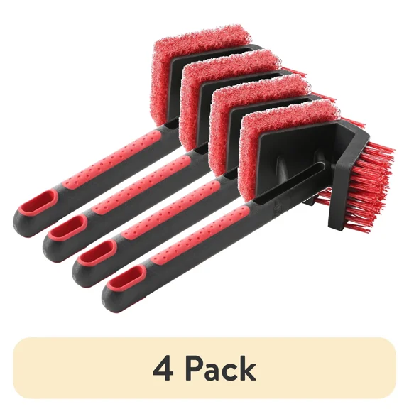 FLINT - (4 Pack) Cold Grill Cleaning Brush And Scrub Pad, Small, 10.6"