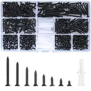 FLINT - 420 Pcs M3 Flat Head Wood Screws Assortment Kit Phillips Drive Countersunk He...