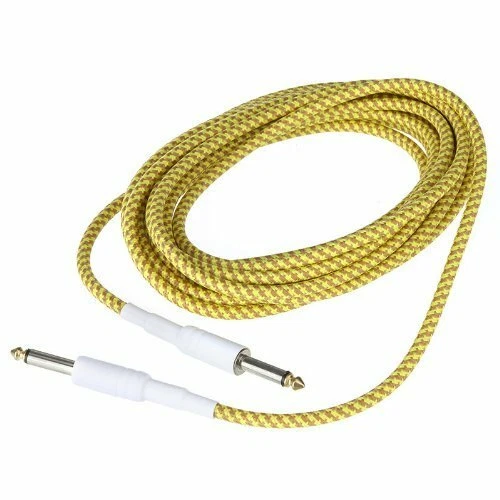 FLINT - 5M/16Ft Yellow & Brown Cloth Braided Tweed Guitar Cable Cord