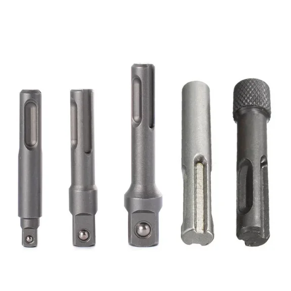 FLINT- 5Pcs Sds Plus 1/4 Hex Socket Driver Hammer Drill Bit Chuck Adaptor Bar Kit Set