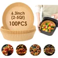thumbnail image 1 of FLINT- 6.3" Air Fryer Disposable Paper Liners Mat Non-Stick Parchment Paper 100 Piece, 1 of 2