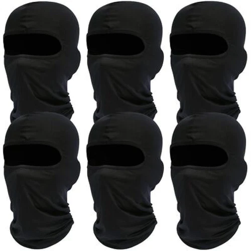 FLINT - 6 Pack Men Balaclava Black Face Mask Lightweight Motorcycle Ski Warmer Full Face