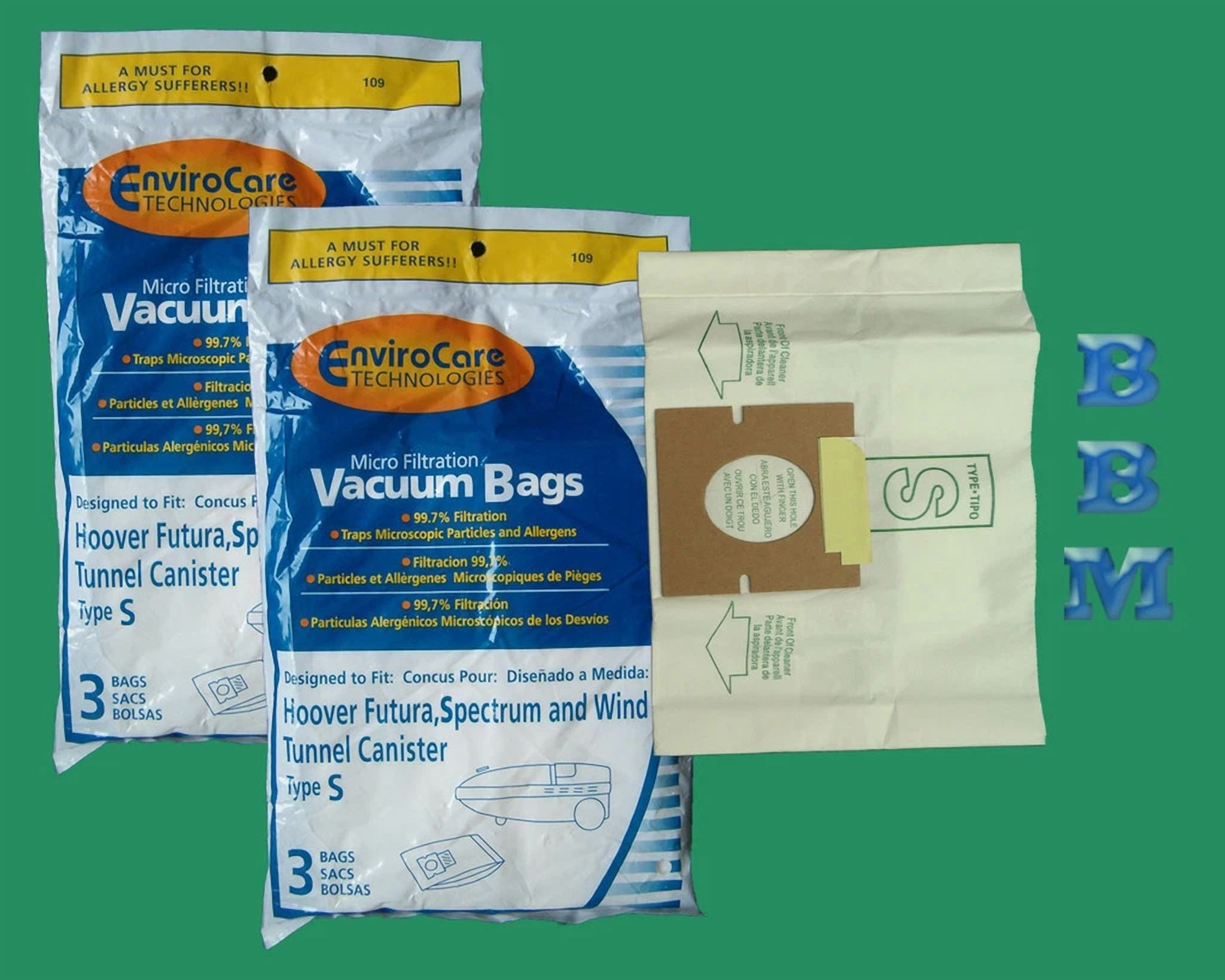 FLINT- 6 Style S Hoover Part #4010064S 4010100S 4010344S Allergy Canister Vacuum Bags