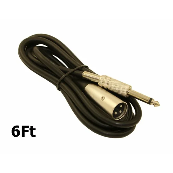 FLINT- 6Ft Xlr 3-Pin Male To 6.35Mm 1/4" Mono Male Mic Microphone Sound Audio Cable