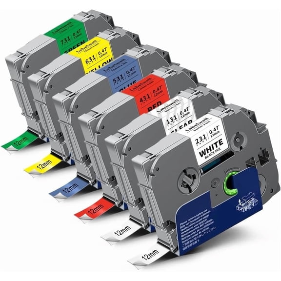 FLINT - 6Pk Label Maker Tape 12Mm Laminated For Brother P-Touch Tz-231 Tze-231 Pt-H110