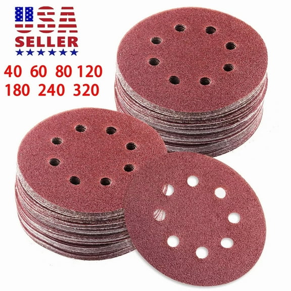 FLINT - 72Pcs 5 Inch 8 Hole Dustless Hook And Loop Sanding Disc Sander Round Sandpaper