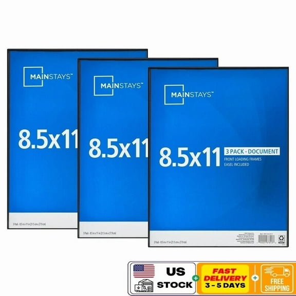 FLINT - 8.5X11 In Front Loading Picture Frame Set 3 Tabletop Display Vertical Horizontal