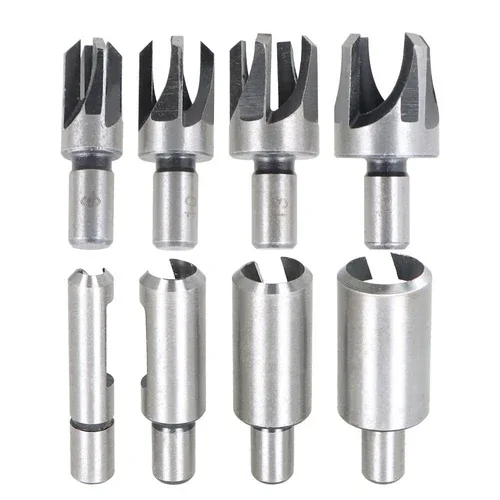 FLINT - 8 Pack Carbon Steel Wood Plug Hole Cutter Dowel Maker Shank Drill Bit Set
