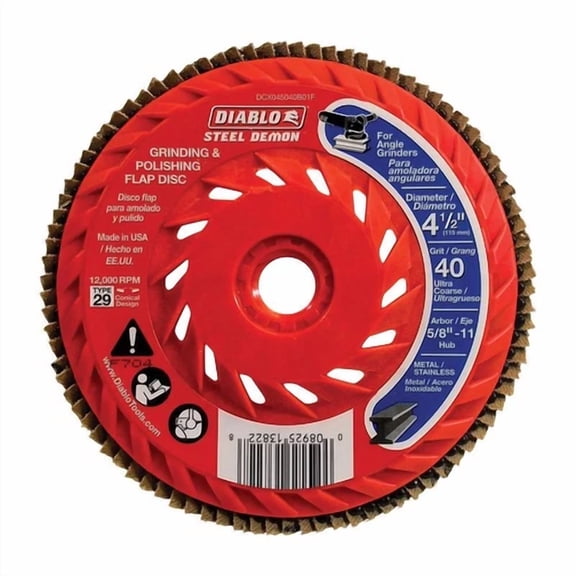 FLINT - Diablo Dcx045040B01F 40 Grit Steel Arbor Flap Disc With Speed Hub 4-1/2 Dia. In.
