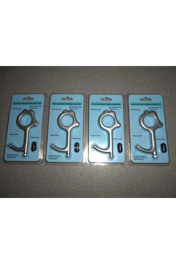- Door Opener Non Touch Dual Tip Zinc Alloy With Keychain Loop 4 Pack New
