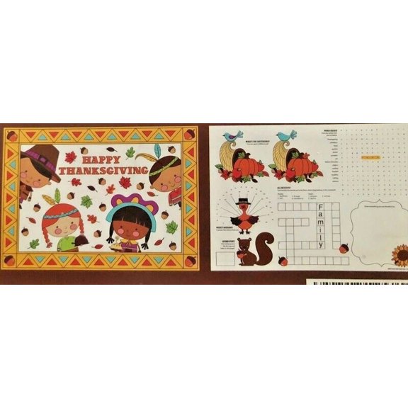 FLINT- Fall Crafts Happy Thanksgiving Placemat Color & Game 14 X 10" (1-Pk 12 Sheets)