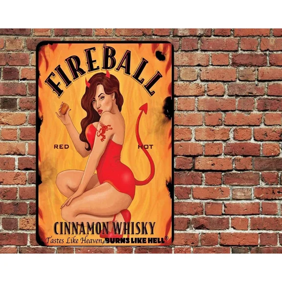 FLINT - Fireball Cinnamon Whiskey 8X12 Sign Metal Tin Aluminum Man Cave Bar Garage