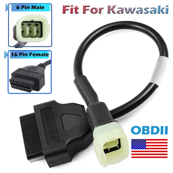 FLINT- For Kawasaki 6 Pin Obd2 Motorcycle Cable Diagnostic Scanner Adapter Connector