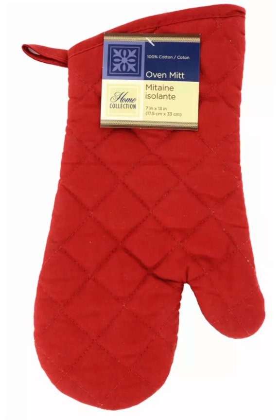 - Home Collection Oven Mitt 100% Cotton ~ Red