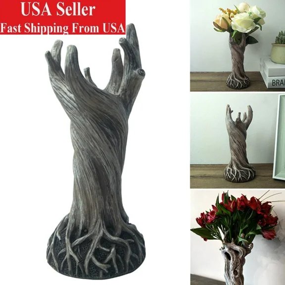 FLINT- Home Desktop Tree Trunk Flower Vases Creative Decor Statue Ornament Halloween