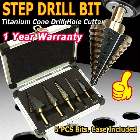 FLINT - Hss 6Pcs Titanium Step Drill Bit Set W Automatic Center Punch High Speed Steel