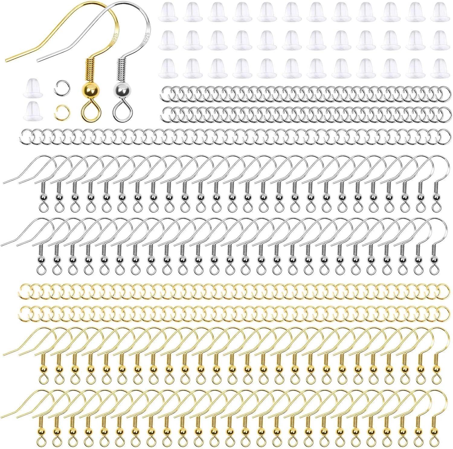 FLINT - Hypoallergenic Earring Hooks, Thrilez 600Pcs Making Silver And Gold