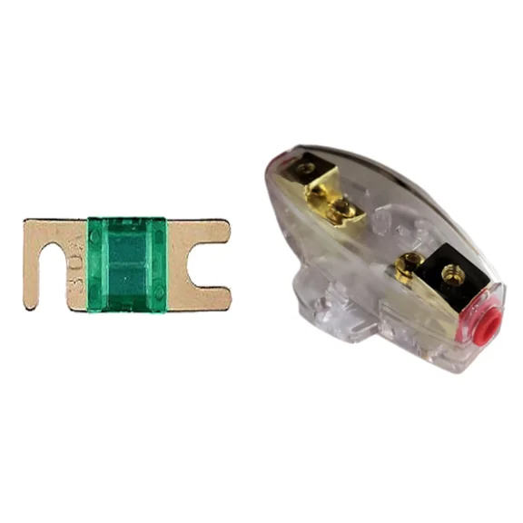 FLINT- Imc Audio 30 Amp Mini Anl And 1 Fuse Fuse Holder 4 6 8 Gauge Car Audio Gold