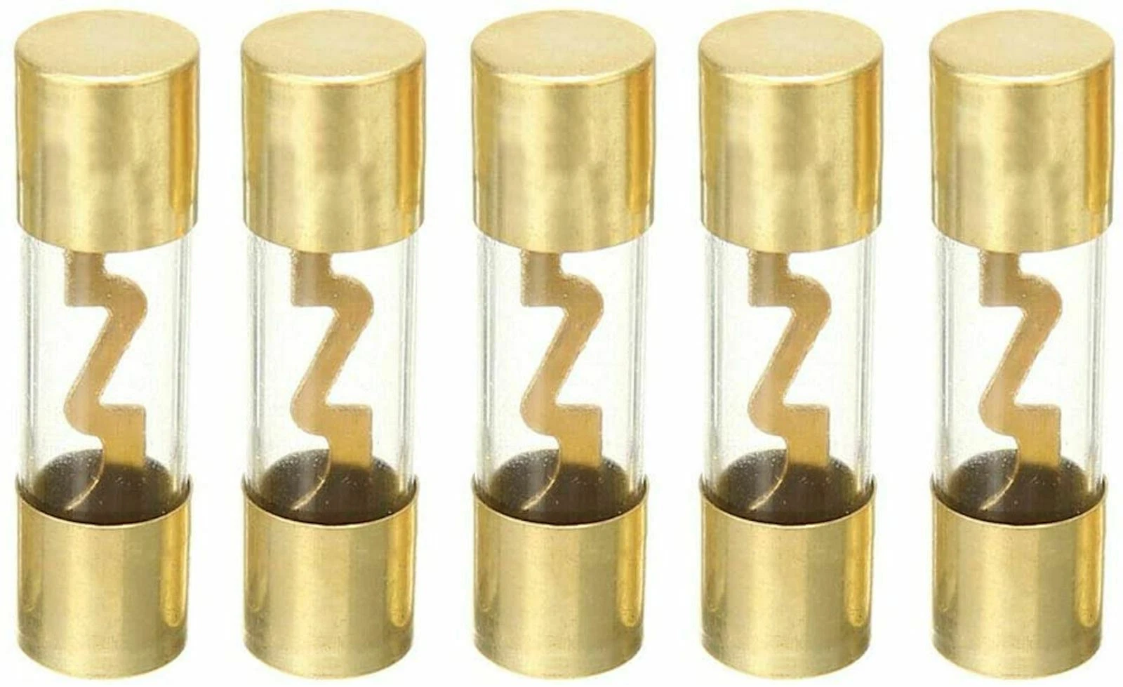 FLINT- Imc Audio Agu Fuse 80 Amp Car Audio Power Glass Tube Gold Plated 5 Pack