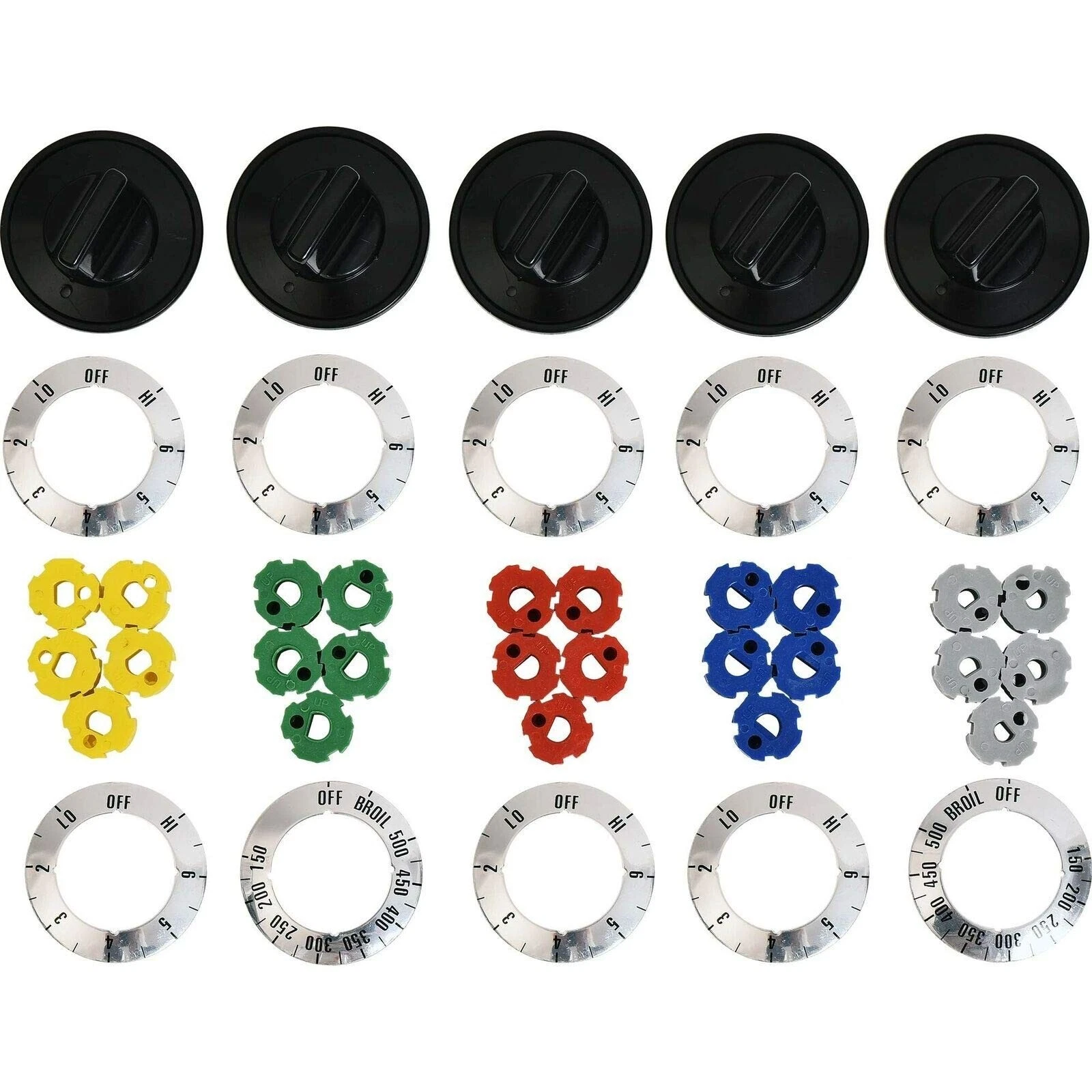 FLINT - Kn002 Universal Electric Range Oven Knob Handle Kit Color Black