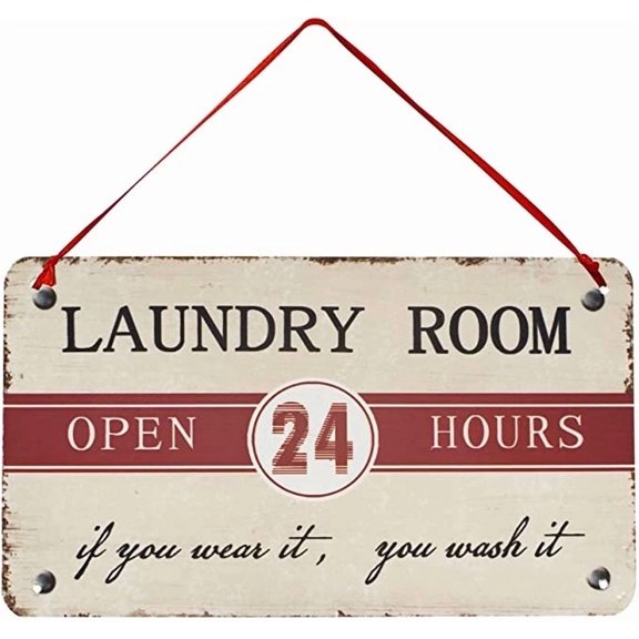 FLINT - Laundry Room Metal Antique Wisdom Sign, 5"