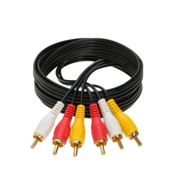 FLINT- New 3 Rca Male To 3 Rca Male Stereo Audio Video Cable Composite 5Ft Cable
